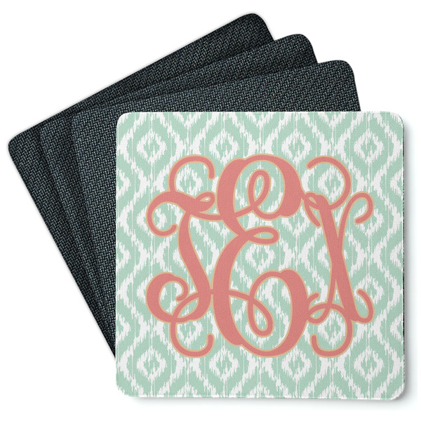 Custom Monogram Square Rubber Backed Coasters - Set of 4