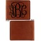 Monogram Cognac Leatherette Bifold Wallets - Front and Back Single Sided - Apvl