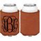 Monogram Cognac Leatherette Can Sleeve - Single Sided Front and Back