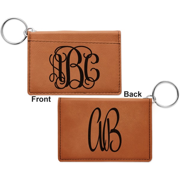 Monogram Cognac Leatherette Keychain ID Holders - Front and Back Apvl