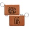 Monogram Cognac Leatherette Keychain ID Holders - Front and Back Apvl