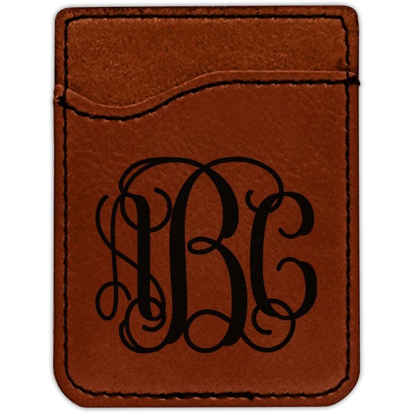 Monogram Cognac Leatherette Phone Wallet close up