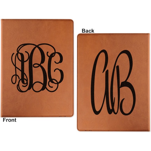 Monogram Cognac Leatherette Portfolios with Notepad - Large - Double Sided - Apvl