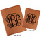 Monogram Cognac Leatherette Portfolios with Notepads - Compare Sizes