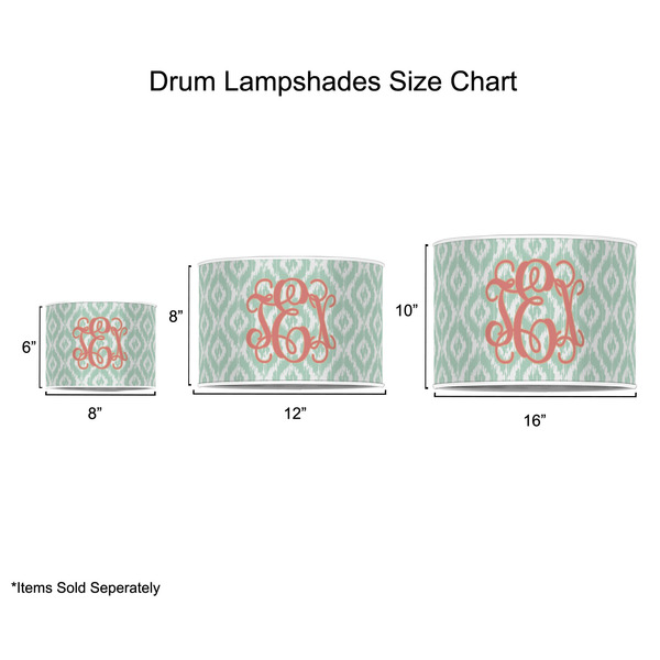 Monogram Drum Lampshades - Sizing Chart