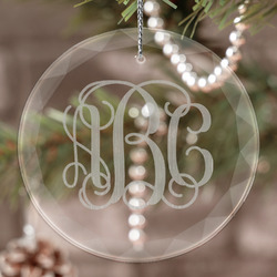 Monogram Engraved Glass Ornament