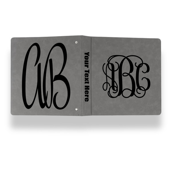 Monogram Leather Binder - 1" - Grey - Back Spine Front View