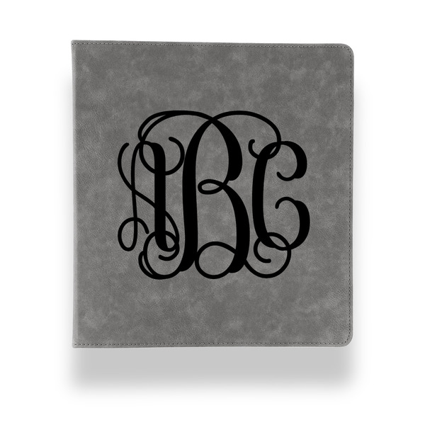 Custom Monogram Leather Binder - 1" - Grey