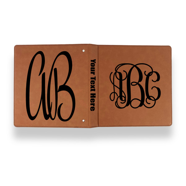 Monogram Leather Binder - 1" - Rawhide - Back Spine Front View