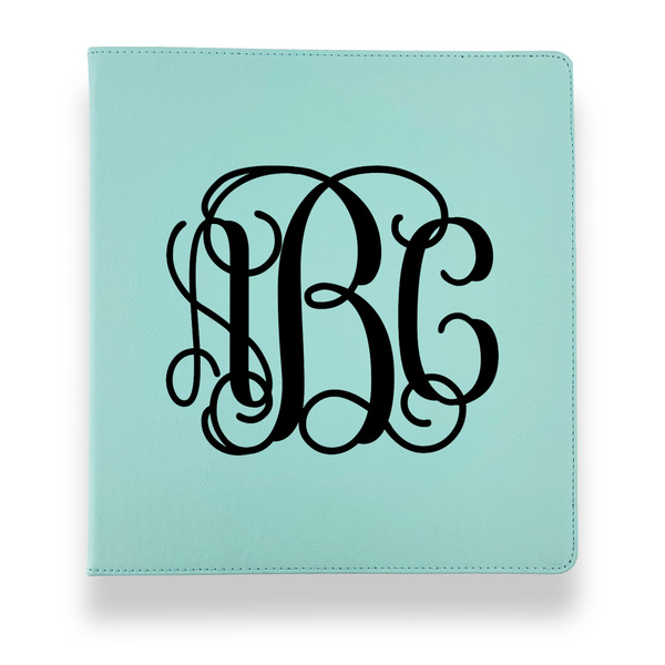 Monogram Leather Binders - 1" - Teal - Front View