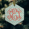Monogram Frosted Glass Ornament - Hexagon (Lifestyle)