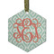 Monogram Frosted Glass Ornament - Hexagon