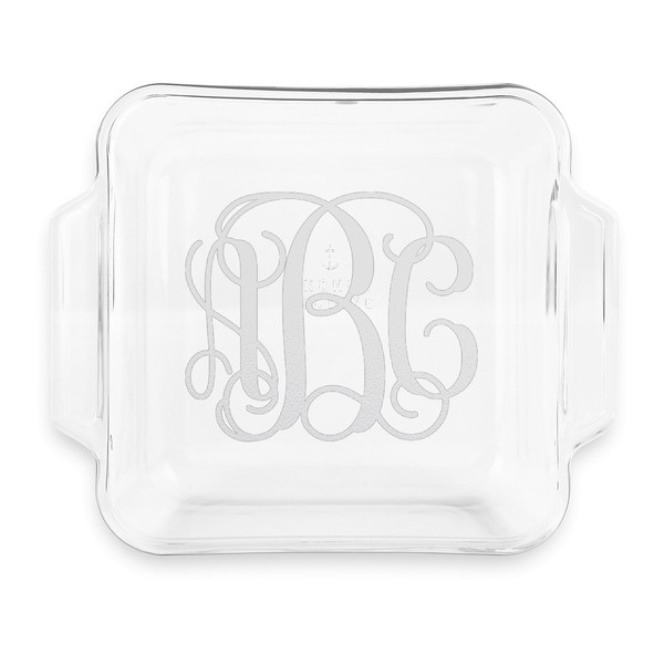 Custom Monogram Glass Cake Dish with Truefit Lid - 8in x 8in