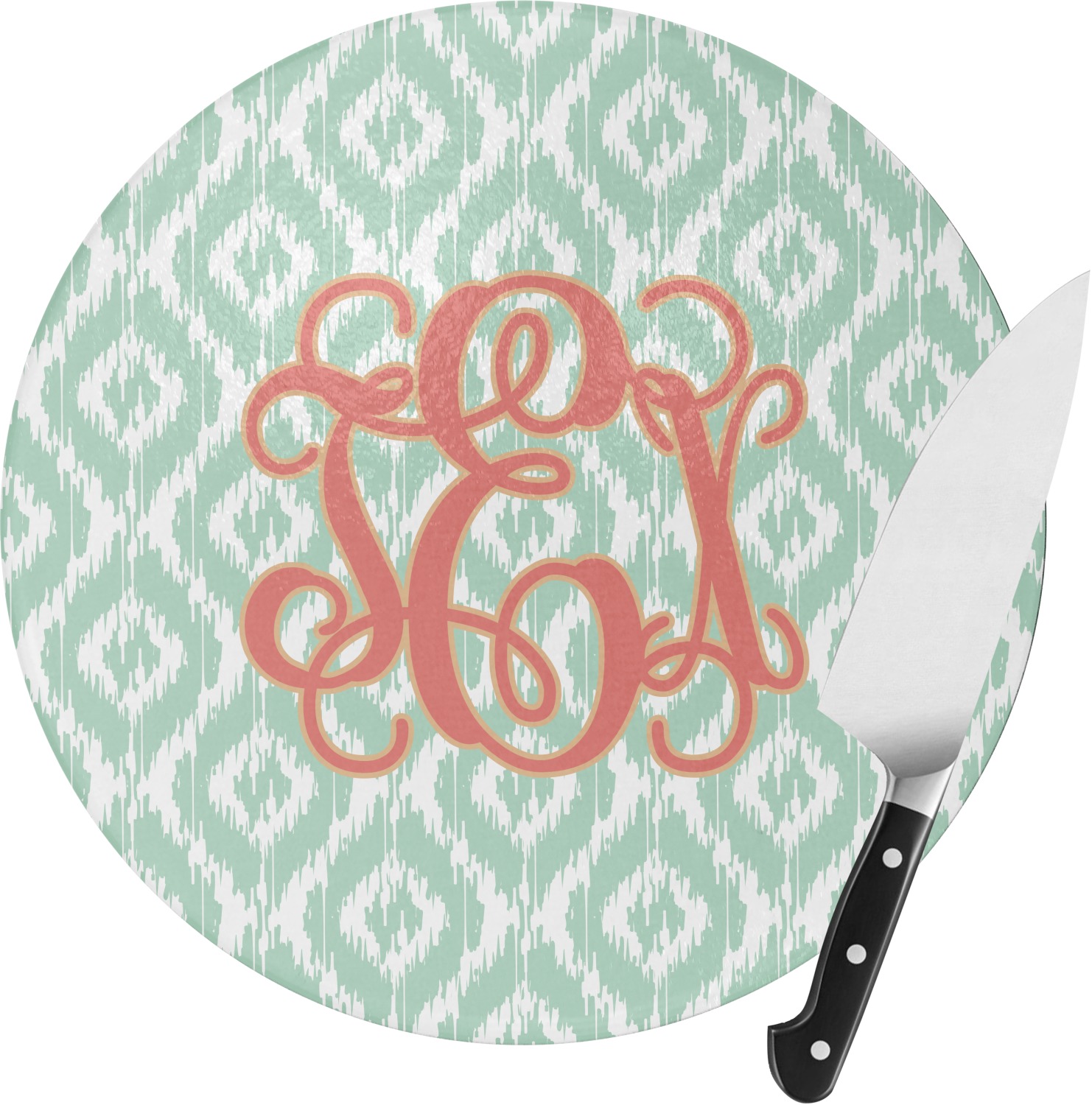 Monogram Round Glass Cutting Board (Personalized) YouCustomizeIt