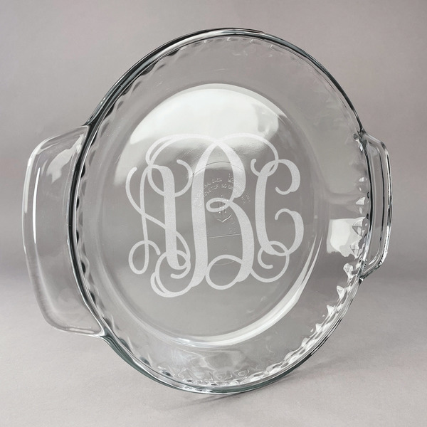Custom Monogram Glass Pie Dish - 9.5in Round