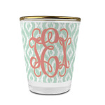 Monogram Glass Shot Glass - 1.5 oz - with Gold Rim - Set of 4