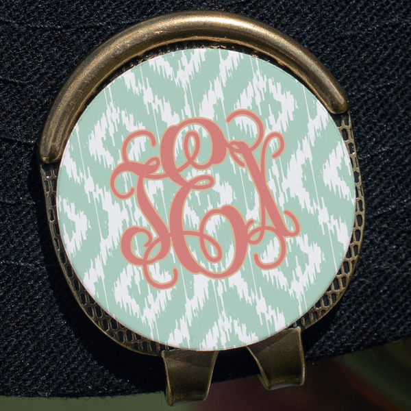 Monogram Golf Ball Marker Hat Clip - Gold - Close Up