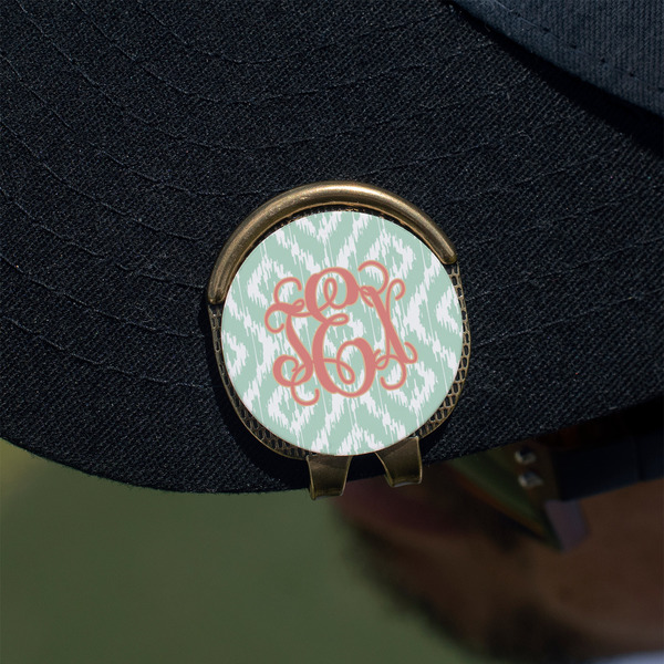 Monogram Golf Ball Marker Hat Clip - Gold - On Hat