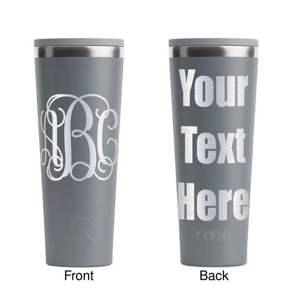 Monogram Grey RTIC Everyday Tumbler - 28 oz. - Front and Back