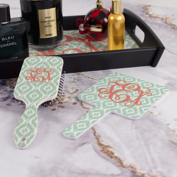 Monogram Hair Brush and Hand Mirror - Bathroom Scene