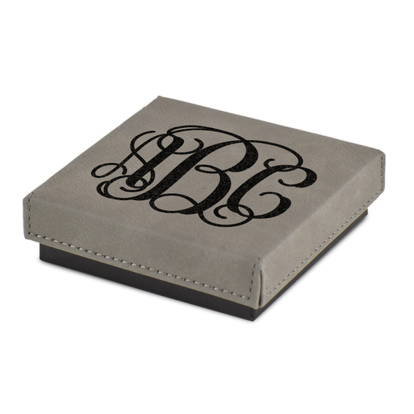 Custom Monogram Jewelry Gift Box - Engraved Leather Lid