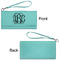 Monogram Ladies Wallets - Faux Leather - Teal - Front & Back View