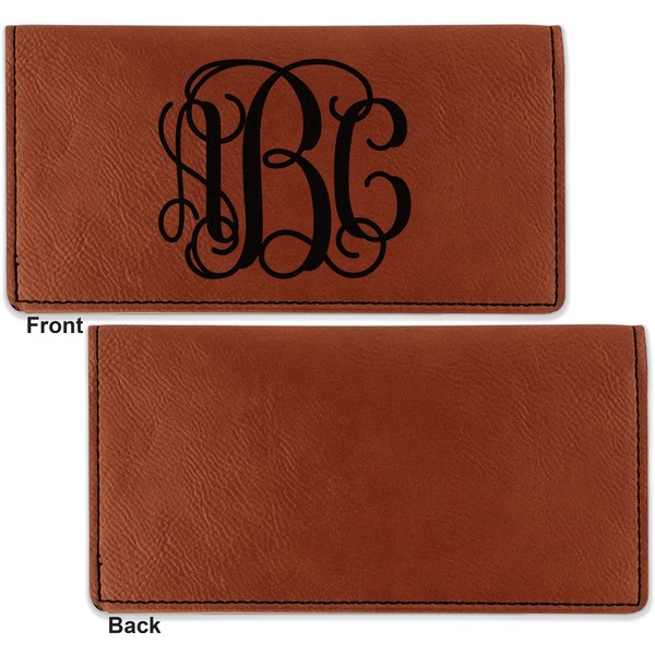 Monogram Leather Checkbook Holder Front and Back Single Sided - Apvl