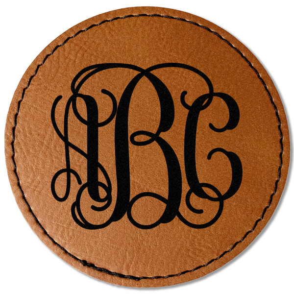 Custom Monogram Faux Leather Iron On Patch - Round