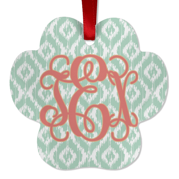 Custom Monogram Metal Paw Ornament - Double-Sided