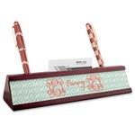 Monogram Red Mahogany Nameplate with Business Card Holder