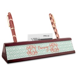 Monogram Red Mahogany Nameplate with Business Card Holder (Personalized)