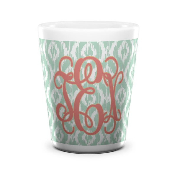 Custom Monogram Ceramic Shot Glass - 1.5 oz - White - Set of 4