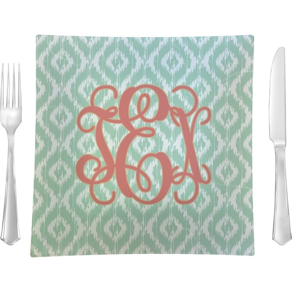 Custom Monogram Glass Square Lunch / Dinner Plate 9.5" - Single