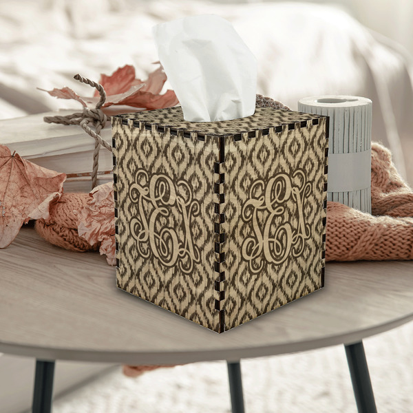 Monogram Square Tissue Box Covers - Wood - In Context