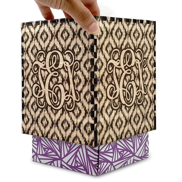 Monogram Square Tissue Box Covers - Wood - with box
