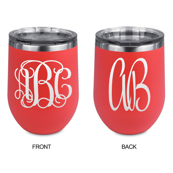 Monogram Stainless Wine Tumblers - Coral - Double Sided - Approval