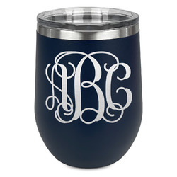 Monogram Stemless Stainless Steel Wine Tumbler - Navy - Double-Sided