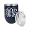Monogram Stainless Wine Tumblers - Navy - Single Sided - Alt View