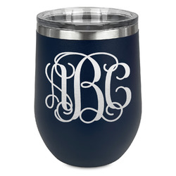 Monogram Stemless Stainless Steel Wine Tumbler - Navy - Single-Sided