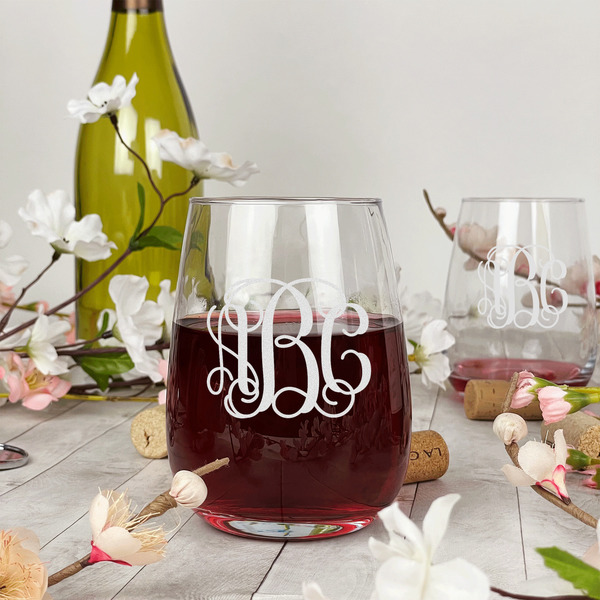 Monogram Stemless Wine Glass - In Context