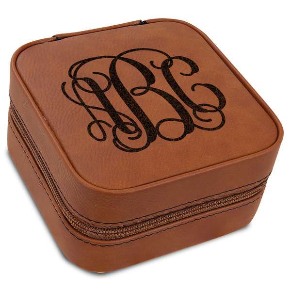 Custom Monogram Travel Jewelry Box - Rawhide Leather