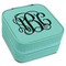 Monogram Travel Jewelry Boxes - Leatherette - Teal - Angled View