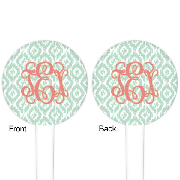 Monogram White Plastic 4" Food Pick - Round - Double Sided - Front & Back