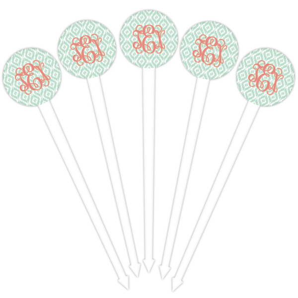 Monogram White Plastic 4" Food Pick - Round - Fan View