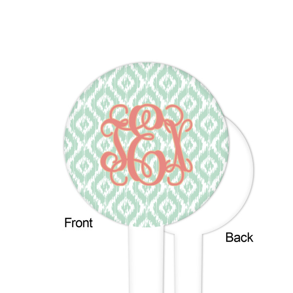 Monogram White Plastic 4" Food Pick - Round - Single Sided - Front & Back