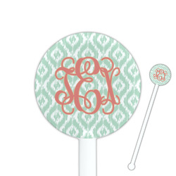 Monogram 5.5" Round Plastic Stir Sticks - White - Single-Sided