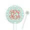 Monogram 5.5" Round Plastic Stir Sticks - White - Single-Sided