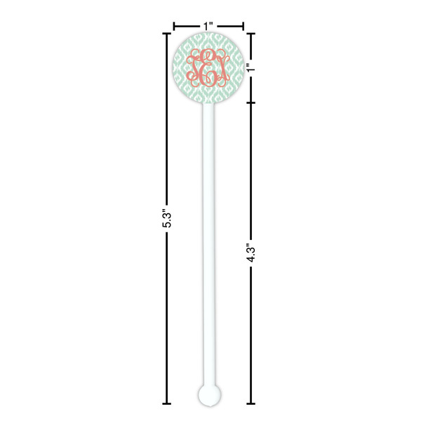 Monogram White Plastic 5.5" Stir Stick - Round - Dimensions