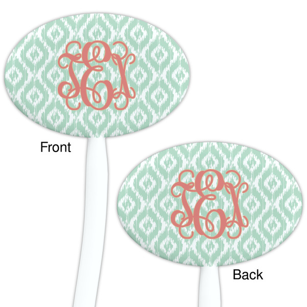 Monogram White Plastic 7" Stir Stick - Double Sided - Oval - Front & Back