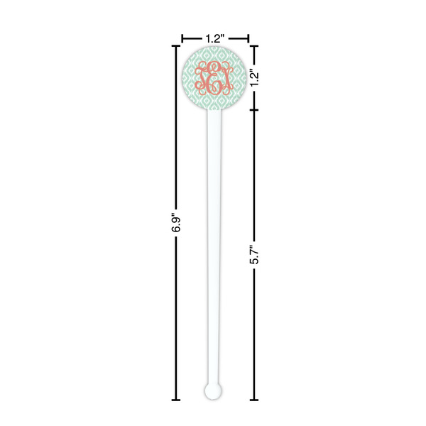 Monogram White Plastic 7" Stir Stick - Round - Dimensions